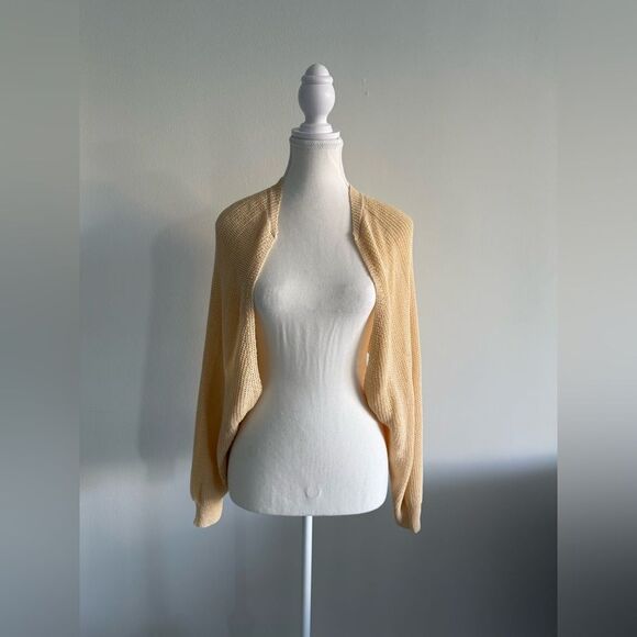 Anthropologie cropped cardigan sweater butter yellow one size. - Picture 1 of 4